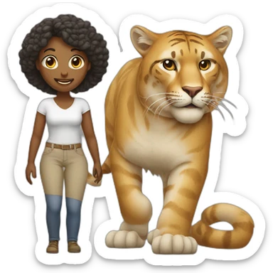 Big cat and woman and man sticker