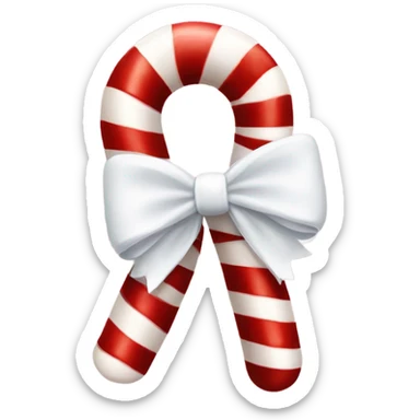 Candy cane with a white bow tied near the bottom sticker