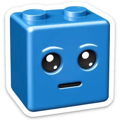 sad blue lego block sticker