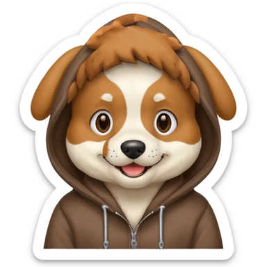 Dog wearing hoodie sticker