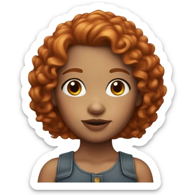 3d avatar memoji, young girl, front view, without neck, red curly hair, freckles sticker