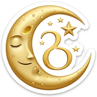 Sleep symbol: moon and stars with number 8 representing eight hours of sleep sticker