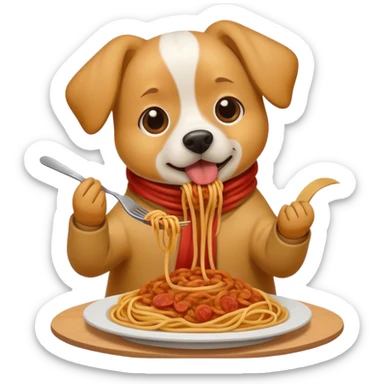 Dog eating spaghetti  sticker