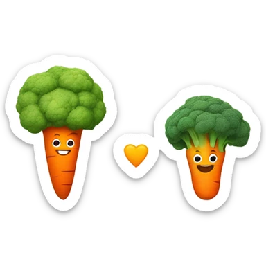 A brocoli who smile hand in Hand with a carrot  sticker