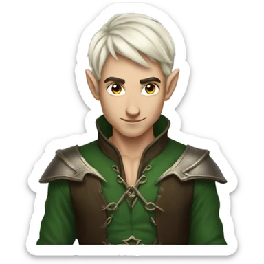 male elf fantasy dark hair sticker