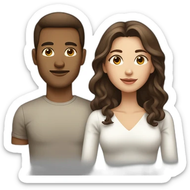 light brown hair man and dark brown long hair woman sticker