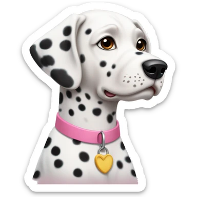A Dalmatian with brown spots and a pink collar  sticker