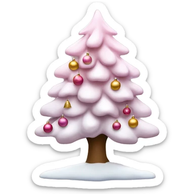 árbol navideño blanco con decoraciones rosa sticker