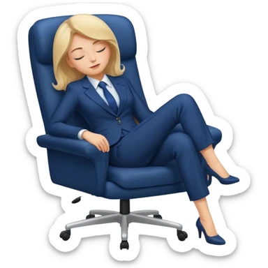Boss sleeping in a chair with her legs up on the desk sticker