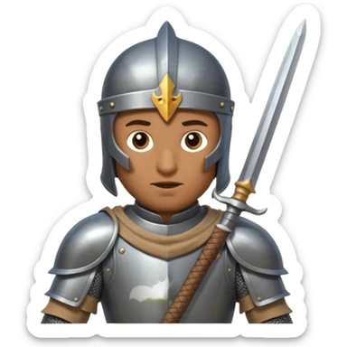 knight stinting with sword in his front   sticker