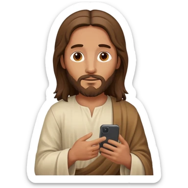 Jésus sur son téléphonesur son téléphone en train de le regarder sticker