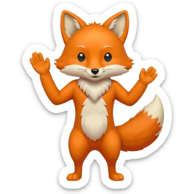 A full boddy orange fox that haves a hand slap  sticker