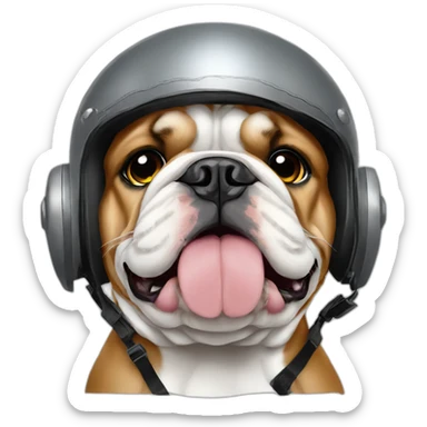 bulldog con casco de piloto sticker