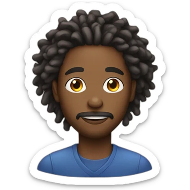 Young Black man with locs and a goatee and mustache sticker