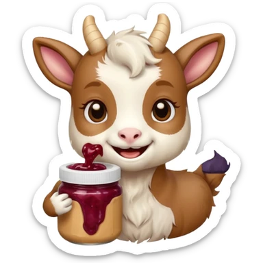 cute baby goat eating peanut butter and jelly  sticker