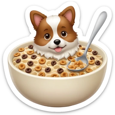 dog in a bowl of cereal sticker