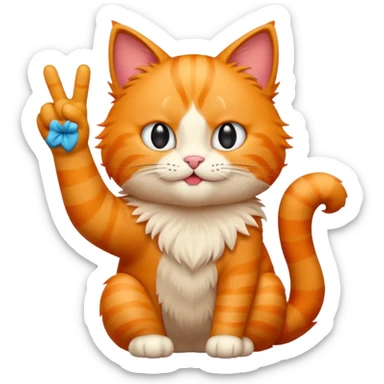 orange cat holding up its middle finger, playful, cartoon style, simple emoji style sticker