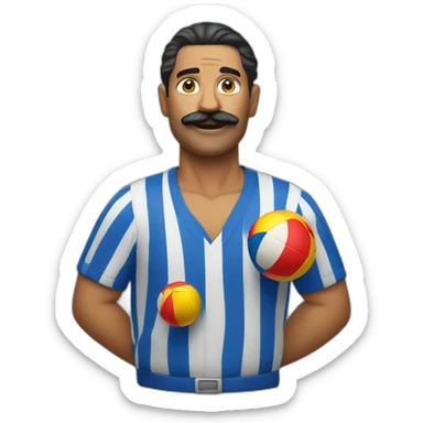  Cuban Man with mustache carrying a lot of balls sticker