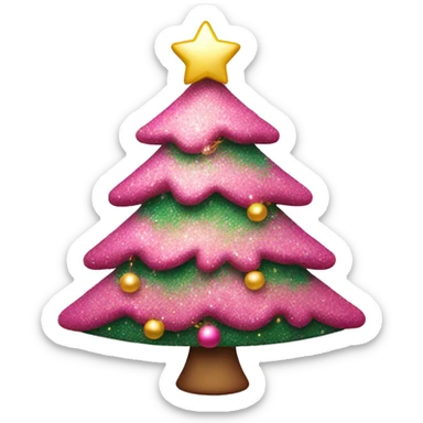 Pink sparkly Christmas tree sticker