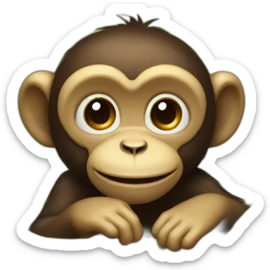 Illustrate a cute monkey covering its eyes with hands, set in a lush, animated jungle scene, adding an element of playful innocence. sticker