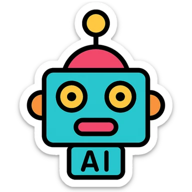 AI robot headshot, minimalist, geometric shapes, modern look sticker