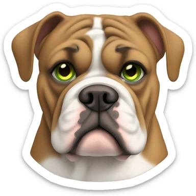 English bulldog mix pocket bully brown with green eyes sticker