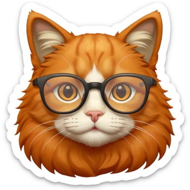 Orange cat wearing nerdy square glasses. sticker