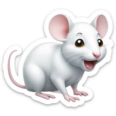 Cute silly white mouse sticker