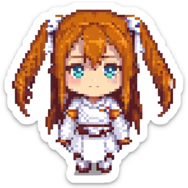 asuna from sword art online, pixel art style, chibi version sticker