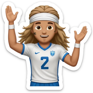 Long Haired Football Players, Player celebrating goal with headband, full body sticker