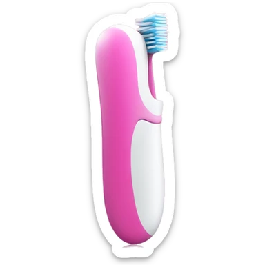 pink cute electric toothbrush with a drop it toothpaste sticker