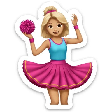 turtle girl dancing with skirt holding   pompom sticker