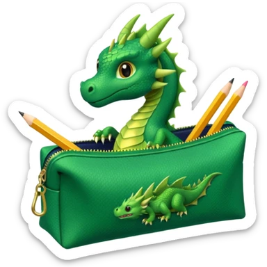 small green dragon inside the pencil case hidden sticker