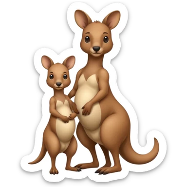 A kangaroo which has its baby kangaroo in its pouch(marsupium) sticker