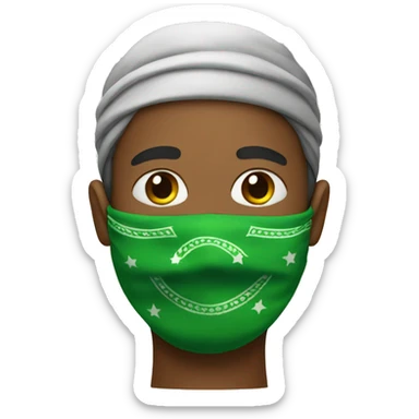 a person with a green bandana on his face sticker