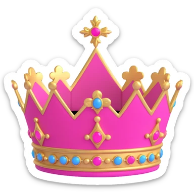 royal crown with pink velvet and gold details sticker