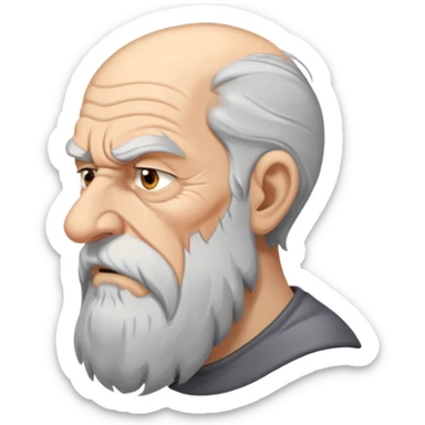 old angry man in profile view with gray hair and long beard sticker
