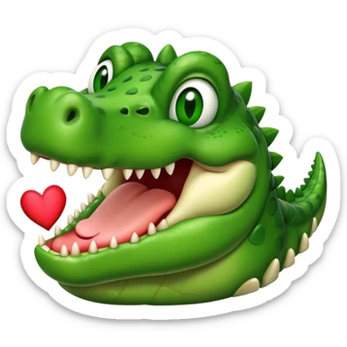 crocodile with heart eyes in love sticker