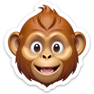 Cinematic Comical Orangutan Portrait Emoji, Head tilted dramatically with an exaggeratedly shocked expression, featuring a robust, animated face with wide, comically expressive eyes full of humorous disbelief, Simplified yet hilariously expressive features, highly detailed, glowing with a slightly sassy glow, high shine, dramatic yet playful, stylized with an air of quirky jungle attitude, soft glowing outline, capturing the essence of a meme-worthy orangutan that looks ready to side-eye its way into viral fame! sticker