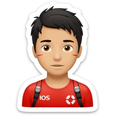 Lifeguard Teenager with Black messy hair saving lives sticker