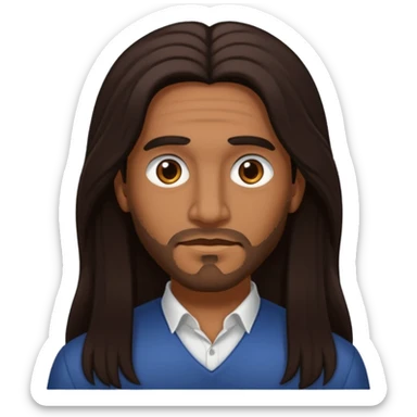 Antonio Te Maioha with dark brown long hair sticker