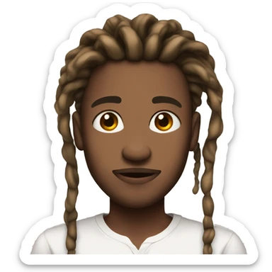 brown skin male short dreads big lips in a white shirt  sticker