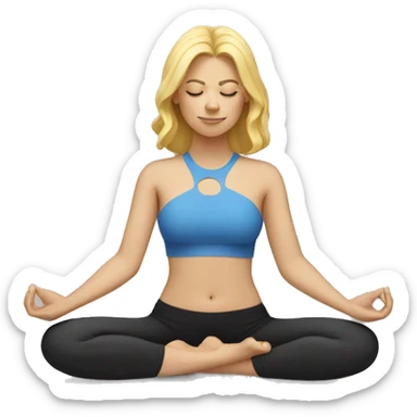 Blonde lady doing yoga with closed eyes sticker