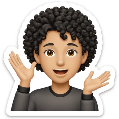 Cheering non binary pal with curly black fade sticker