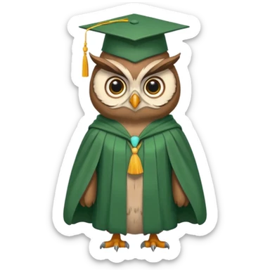 owl professor in green cloak graduation sticker
