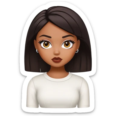 pretty bratz baddie dark short hair, brown skin sticker