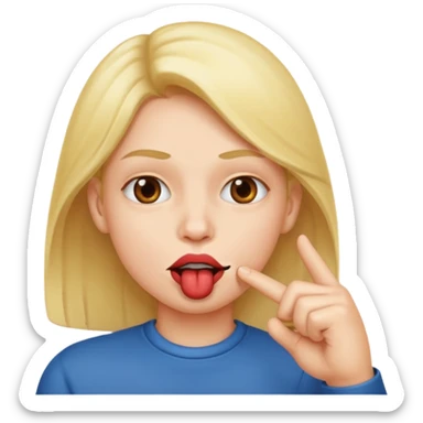 A lip biting with a finger in the mouth sticker