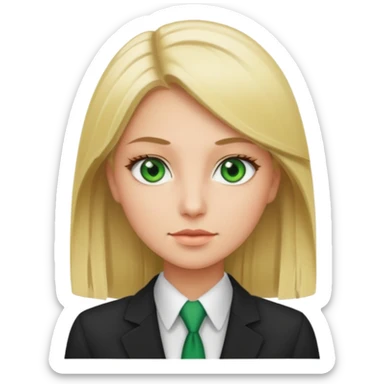 Green eyes office girl with straight hair blonde sticker