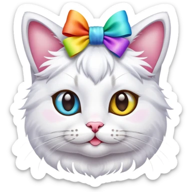 A cute cat with 5 bows on its head  sticker