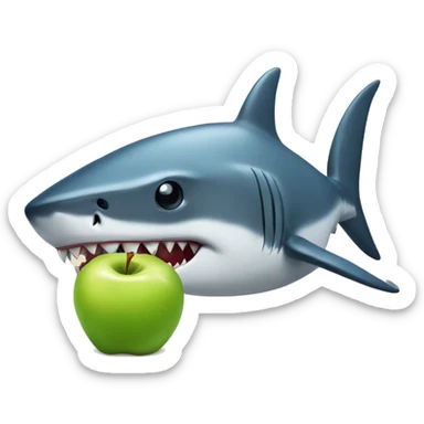 shark with apple sticker